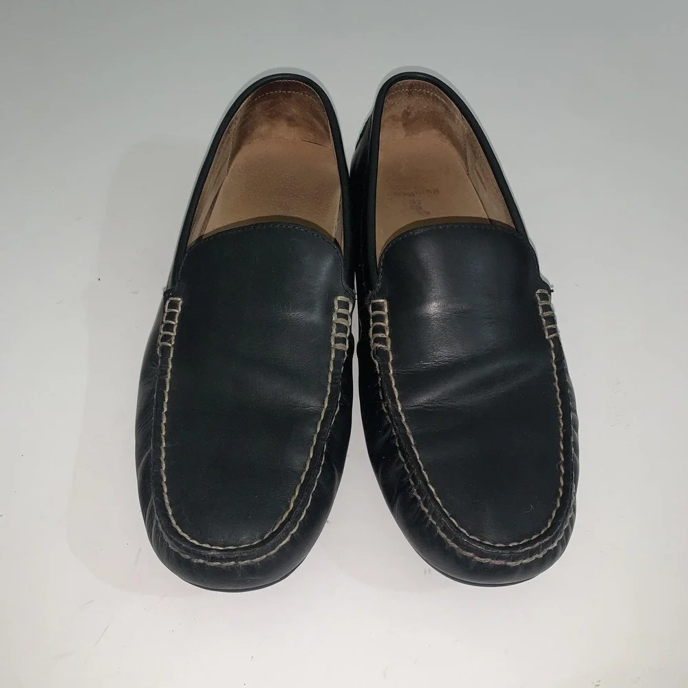 Polo Ralph Lauren Woodley Shoes Men 12 Black Driving Moc Leather Slip On Loafers